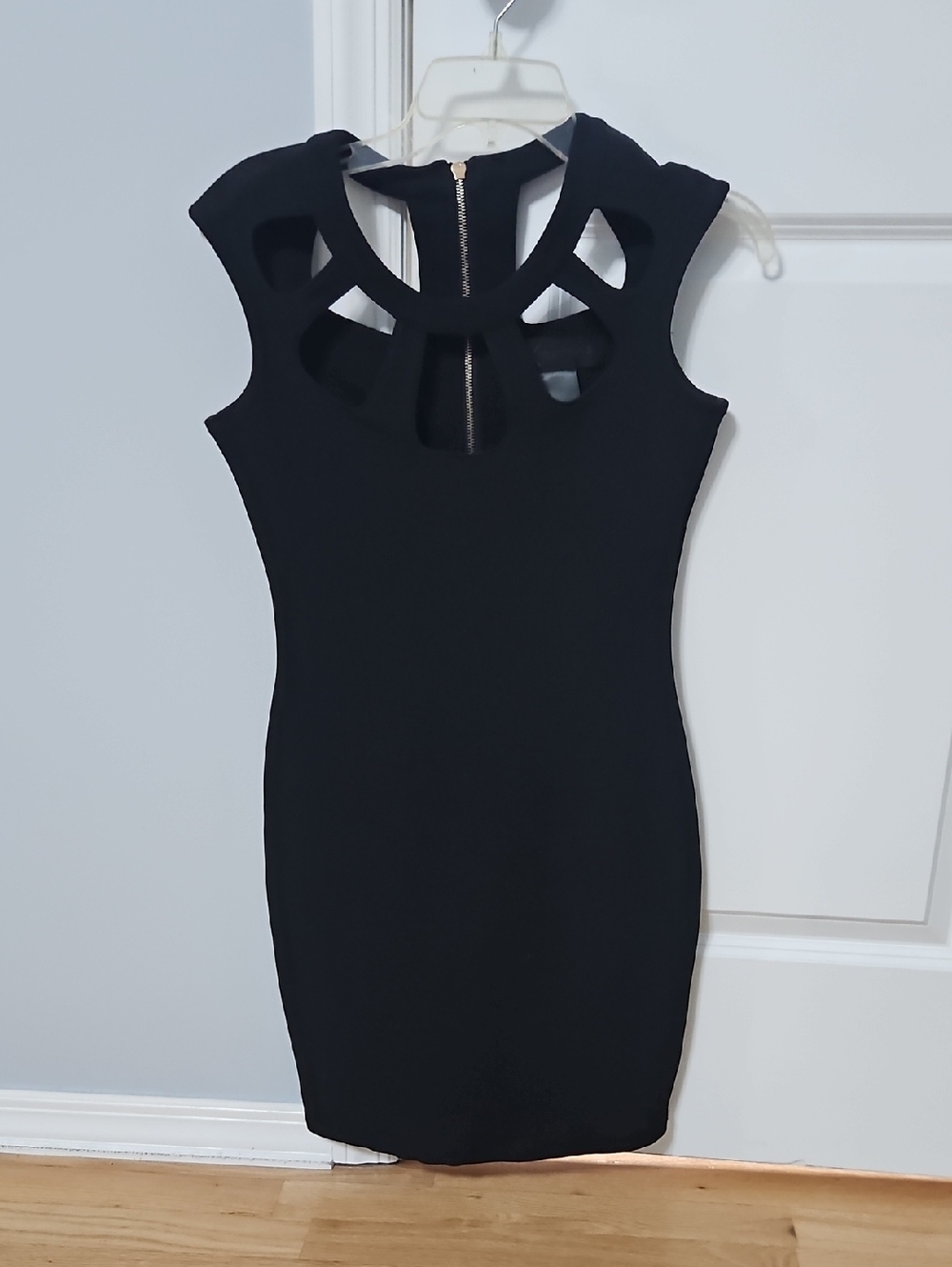 Sleek Black Cutout Mini Dress – Elegant Evening Sheath